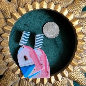 🔥3/$30 Acrylic earrings with Italian vacation scene
